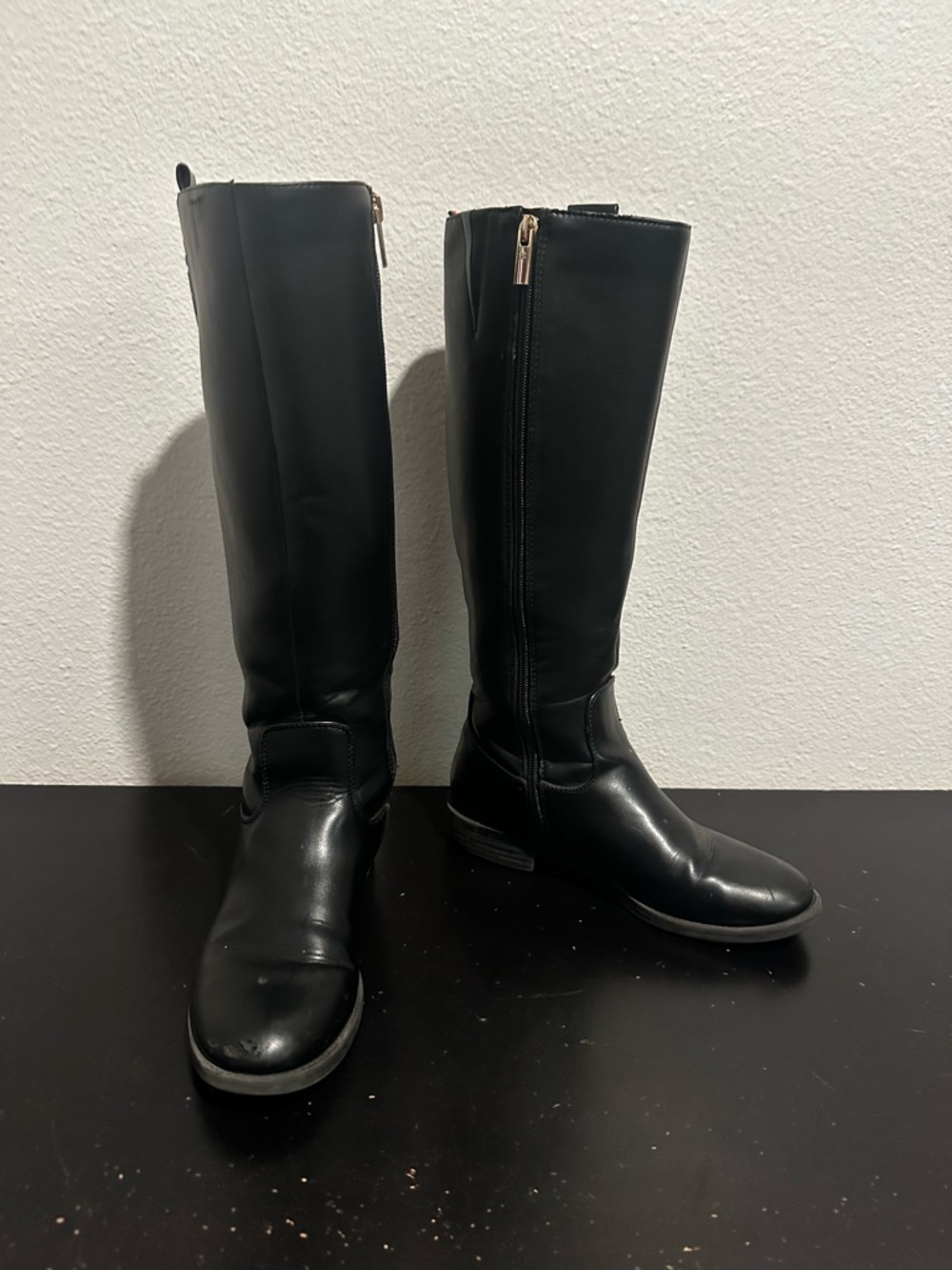 Tommy Hilfiger Black Faux Leather Tall Boots